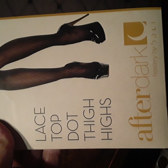 NWT Baci Queen Size Sexy Black  Lace Top Dot Thigh Highs Afterdark By Baci - Picture 3 of 10